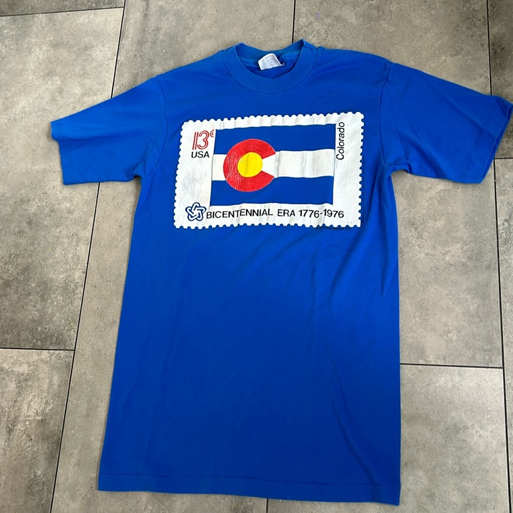 Vintage Hanes blue Colorado stamp tee youth small